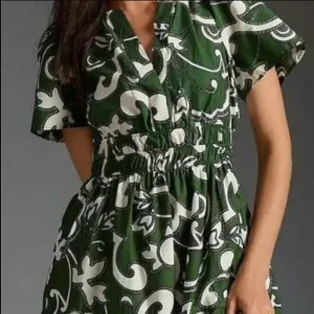 Anthropologie Somerset Maxi Dress Green Print | S